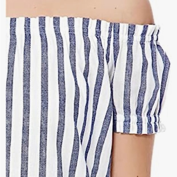 VERO Modo mini dress off the shoulder vertical stripe lined straight size s - Picture 14 of 15